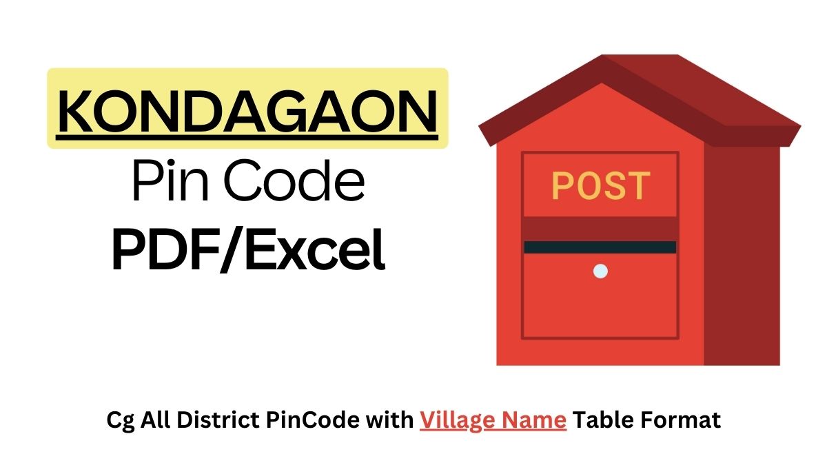 CG KONDAGAON Pin Code List 16 July 2024